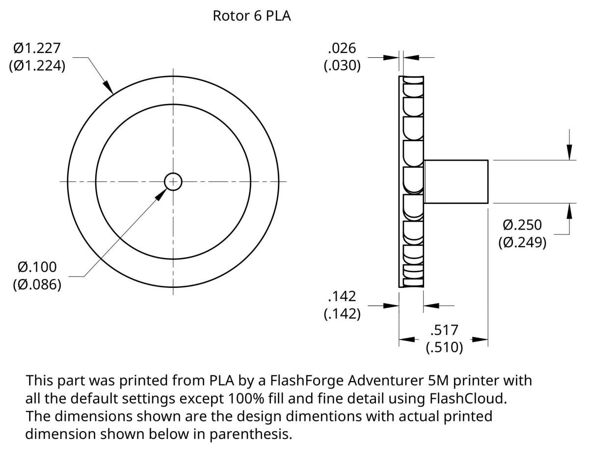 Rotor 6 PLA Dimensions