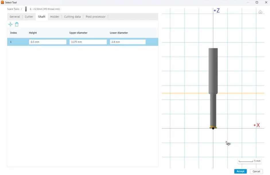 %mm thread tool shaft specs